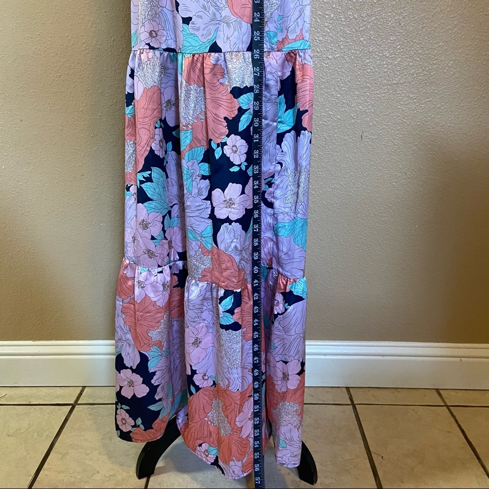 Lulus Dreamy Blooms Navy Blue Multi Floral Print Tiered Maxi Dress - Picture 7 of 15